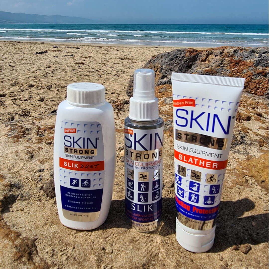  Skin Strong all products combo anti chafe anti blister chamois cream stop hotspots soggy and smelly feet.