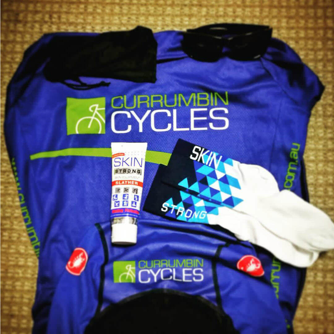 Skin Strong SLIK spray and SLATHER cream combo. Atni blister, anti chafe and chamois cream combo