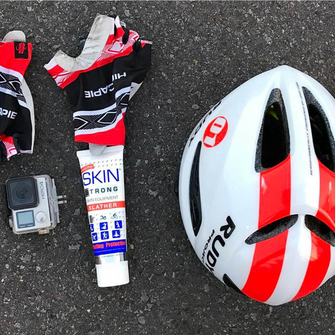 Skin Strong SLIK spray and SLATHER cream combo. Atni blister, anti chafe and chamois cream combo