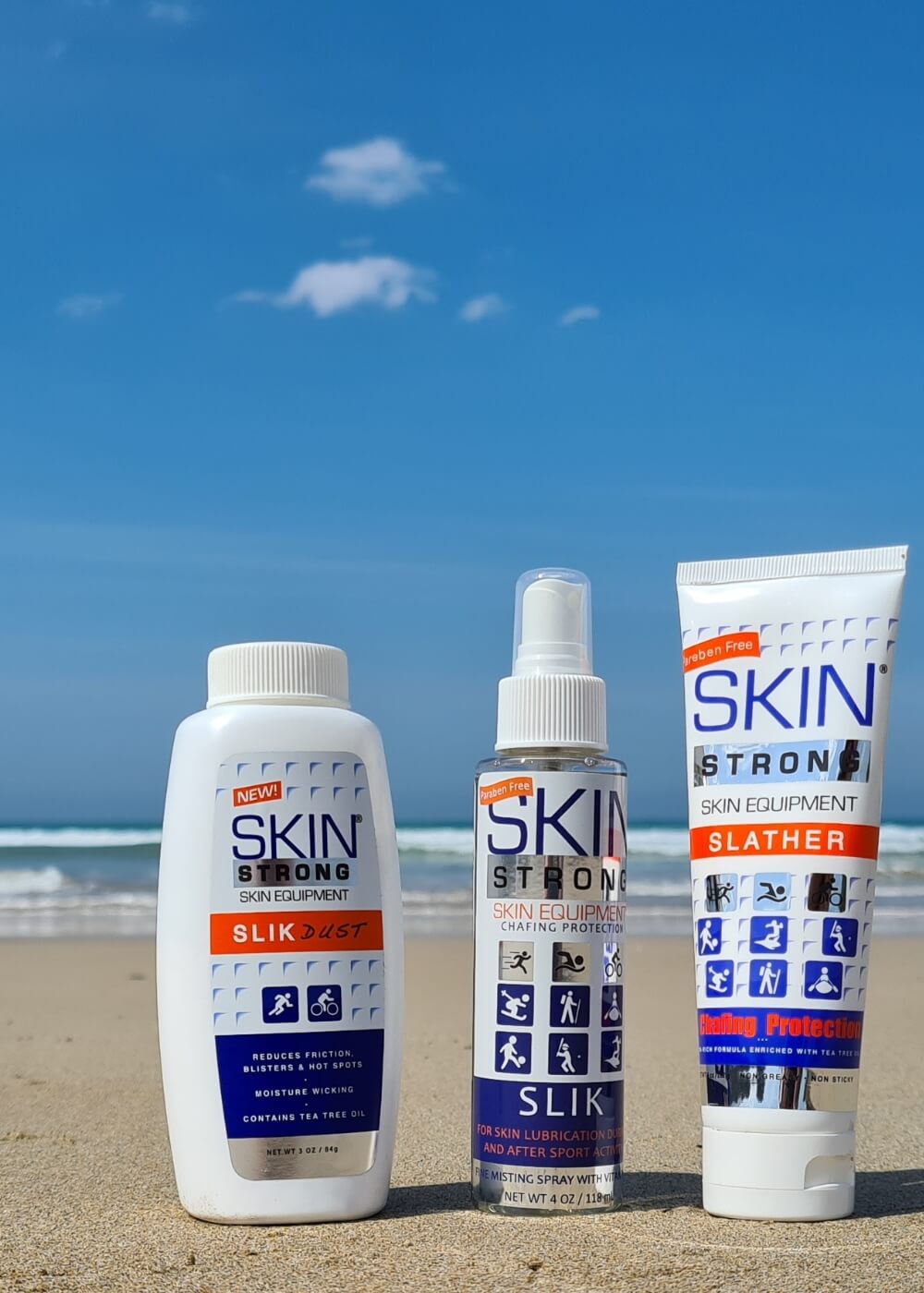 Skin Strong anti-chafe cream, anti-chafe spray, anti blister cream, anti blister spray, chamois cream sensitive bit safe and safe for women